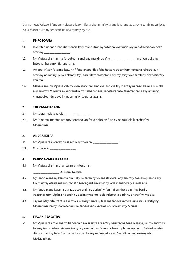 Aperçu du modèle : Contrat de travail CDD v.MG