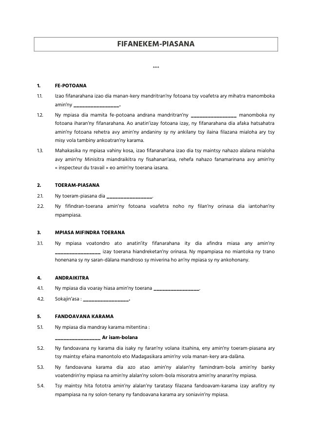 Aperçu du modèle : Contrat de travail CDI v.MG